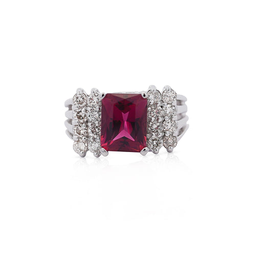 Purple Tourmaline and Diamond Platinum Ring