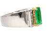 Vintage 3.04 Carat Emerald & Old Cut Diamond 18K Wide Shank Mens Ring