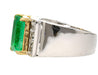 Vintage 3.04 Carat Emerald & Old Cut Diamond 18K Wide Shank Mens Ring