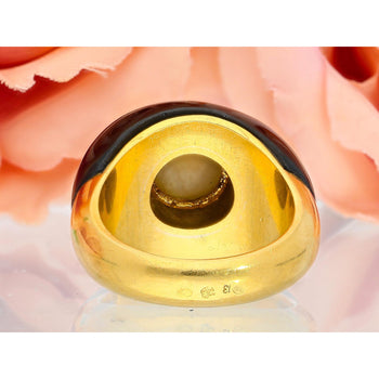Vintage 3.50 Carat Green Chrysoberyl Cat’s Eye and Black Onyx Unisex Bezel Ring – Assay Jewelers