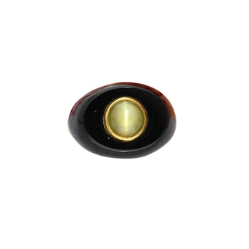 Vintage 3.50 Carat Green Chrysoberyl Cat’s Eye and Black Onyx Unisex Bezel Ring – Assay Jewelers
