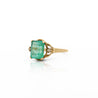 Vintage 5 Carat Emerald Square Cut Openwork 14K Gold Solitaire Ring