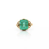 Vintage 5 Carat Emerald Square Cut Openwork 14K Gold Solitaire Ring