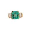 Vintage 5,06 Karat Smaragd und Baguette-Diamant in 18K Gold Ring