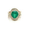 Vintage 5 Carat Pear Cut Emerald Crossover Double Split Shank 14K Gold Ring