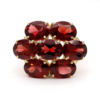 Vintage 7.8 Carat Red Garnet 14K Gold 7 Stone Cluster Cocktail Ring – Assay Jewelers