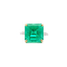 Vintage AGL Certified 11.28 Carat Colombian Emerald & Old Euro Cut Diamond Ring