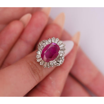 Bague cocktail Anciens certifiée AGL, rubis de Birmanie 6,95 carats sans chauffage et diamants – Assay Jewelers