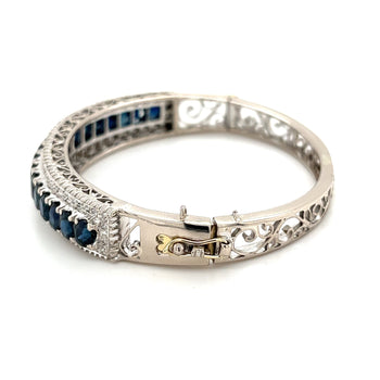 Vintage Art Deco Blue Sapphire Bangle Bangle in 14k White Gold – Assay Jewelers