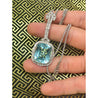 Vintage Art Deco Era GIA Certified Aquamarine and Old Euro Cut Diamond Necklace