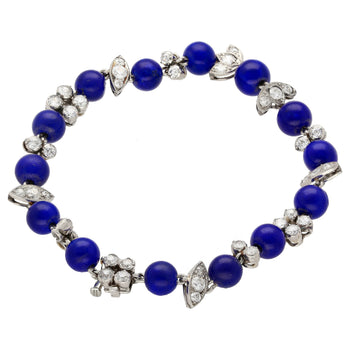 Bracelet Anciens Art déco en platine avec lapis-lazuli et diamants – Assay Jewelers