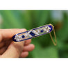 Vintage Art Deco Estate Blue Sapphire, Diamond & Enamel Bangle Bracelet