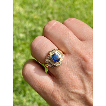 Vintage Blue Sapphire and Baguette Cut Diamond Cocktail 14k Gold Ring – Assay Jewelers