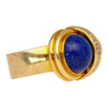 Vintage Cabochon Cut Lapis Lazuli and Diamond in 18K Yellow Gold Statement Rings