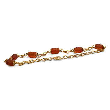 Vintage Carnelian Floral Carved Tube 22K Gold Chain Necklace – Assay Jewelers