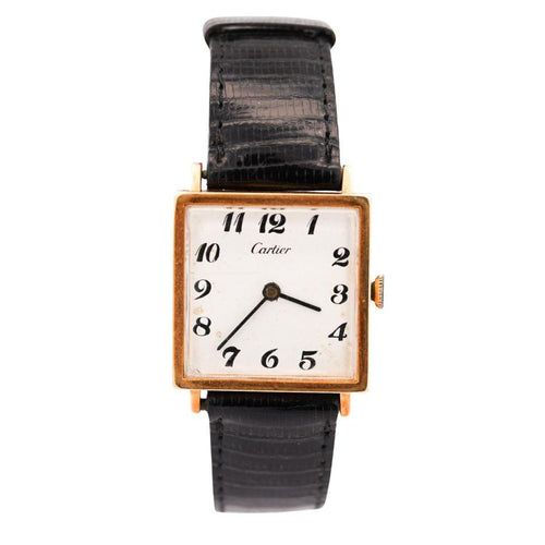 Vintage Cartier 14k Gold Manual Wind 25mm Square Case Watch