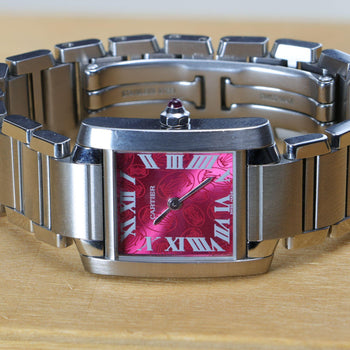 Vintage Cartier Tank Francaise Pink Dial Steel Quartz Watch Limited Edition 2006 – Assay Jewelers