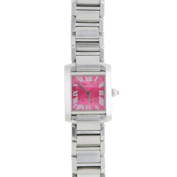 Vintage Cartier Tank Francaise Pink Dial Steel Quartz Watch Limited Edition 2006 – Assay Jewelers