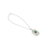 Vintage Carved Platinum 3.16 Carat Vivid Green Minor Oil Emerald Pendant with 4 CTTW in Diamonds