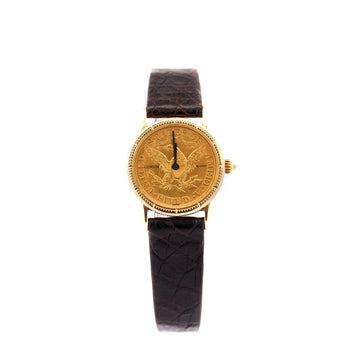 Vintage Corum 1899 5-Dollar USA Gold Coin Watch Face in Original Box with Crocodile Strap – Assay Jewelers
