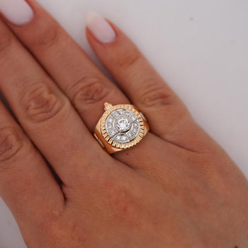 Vintage Diamond Platinum and 18K Gold Unisex Watch Face Ring – Assay Jewelers