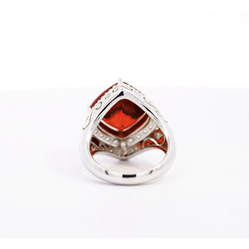 Vintage GIA Certified Orange Spessartine Garnet & Diamond 18K White Gold Ring – Assay Jewelers