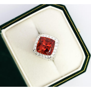 Vintage GIA Certified Orange Spessartine Garnet & Diamond 18K White Gold Ring – Assay Jewelers
