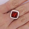 Vintage GIA Certified Orange Spessartine Garnet & Diamond 18K White Gold Ring