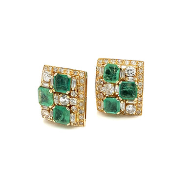 Vintage Natural Emerald & Diamond Earring and Ring Jewelry Set in 18K Gold – Assay Jewelers