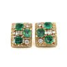 Vintage Natural Emerald & Diamond Earring and Ring Jewelry Set in 18K Gold