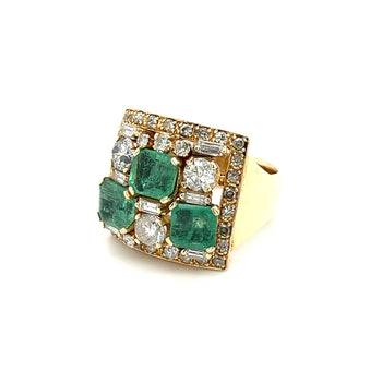 Vintage Natural Emerald & Diamond Earring and Ring Jewelry Set in 18K Gold – Assay Jewelers