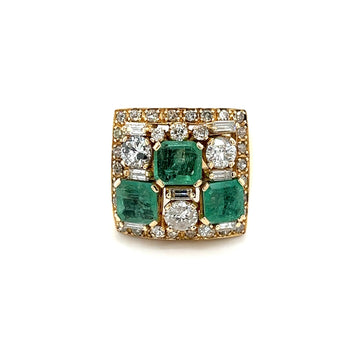 Vintage Natural Emerald & Diamond Earring and Ring Jewelry Set in 18K Gold – Assay Jewelers