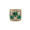 Vintage Natural Emerald & Diamond Earring and Ring Jewelry Set in 18K Gold