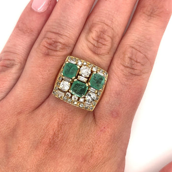 Vintage Natural Emerald & Diamond Earring and Ring Jewelry Set in 18K Gold – Assay Jewelers