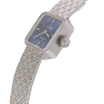 Vintage Omega Geneve Ladies 18K White Gold Blue Dial Square Mesh Bracelet Watch – Assay Jewelers