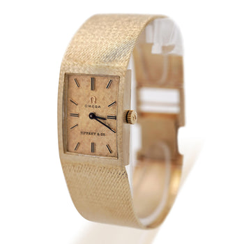 Vintage Omega for Tiffany & Co 14K Gold Textured Dial Manual Wind Bracelet Watch – Assay Jewelers