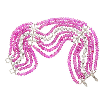 Vintage Platinum Diamond & Pink Sapphire Bead Bracelet – Assay Jewelers