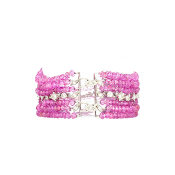 Vintage Platinum Diamond & Pink Sapphire Bead Bracelet – Assay Jewelers