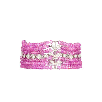 Vintage Platinum Diamond & Pink Sapphire Bead Bracelet – Assay Jewelers