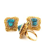 Vintage Raw Turquoise and Diamond Ring and Earring Set in 18k Gold