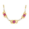 Vintage Retro Era 6.22 Carat Star-Ruby & Diamond Necklace with 14K Gold Carved Detailing