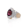 Vintage Retro Regal Style 5 Carat Red Tourmaline & Diamond Ring in 18K Gold