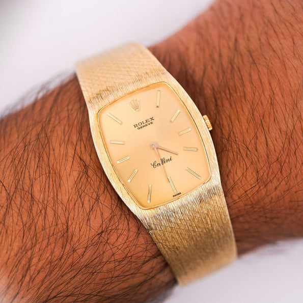 Vintage Rolex Cellini 3807 Champagne Dial 18K Gold Manual Watch