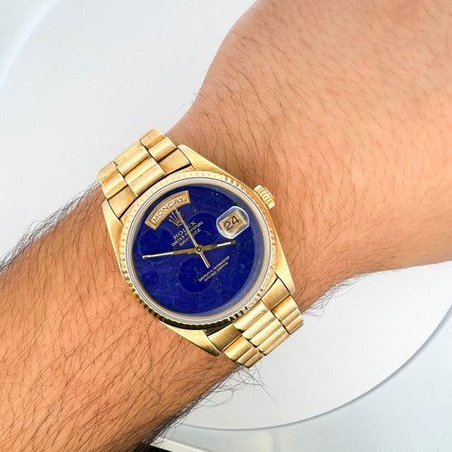 Vintage Rolex Day-Date Lapis Lazuli 18K Yellow Gold 36mm Watch