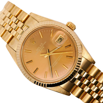 Vintage Rolex OP Date 34mm 14k Gold Champagne Dial Watch – Assay Jewelers