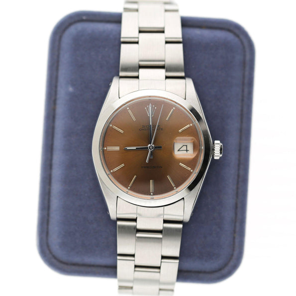Vintage Rolex Oysterdate Precision 6694 Champagne Brown Dial 34mm Watch