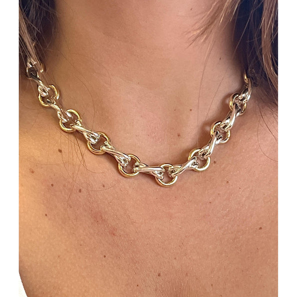 Vintage Tiffany & Co and Paloma Picasso Dog Bone 18K Gold and Silver Link Chain