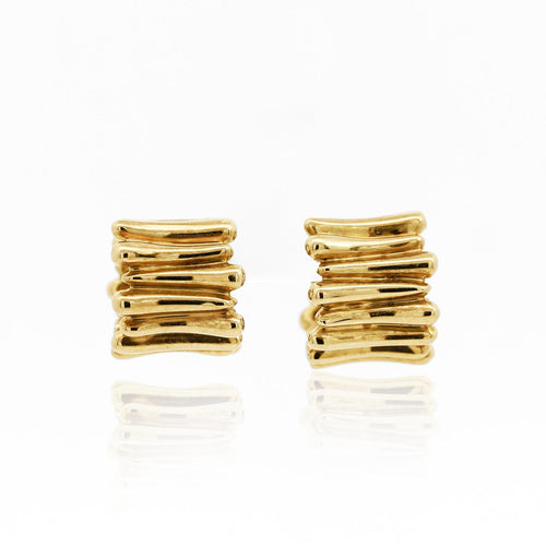 Vintage Tiffany & Co. Ribbed 18K Gold Ring & Earring Jewelry Set
