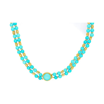Vintage Turquoise and 14k Gold Bead & Pendant Necklace – Assay Jewelers