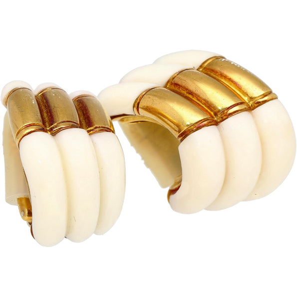 White Agate & 18K Yellow Gold Earring & Link Necklace Jewelry Set